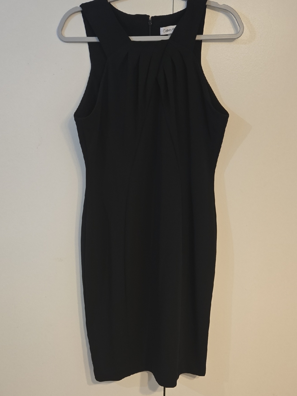 Calvin Klein Black Sleeveless Pleated Midi Dress